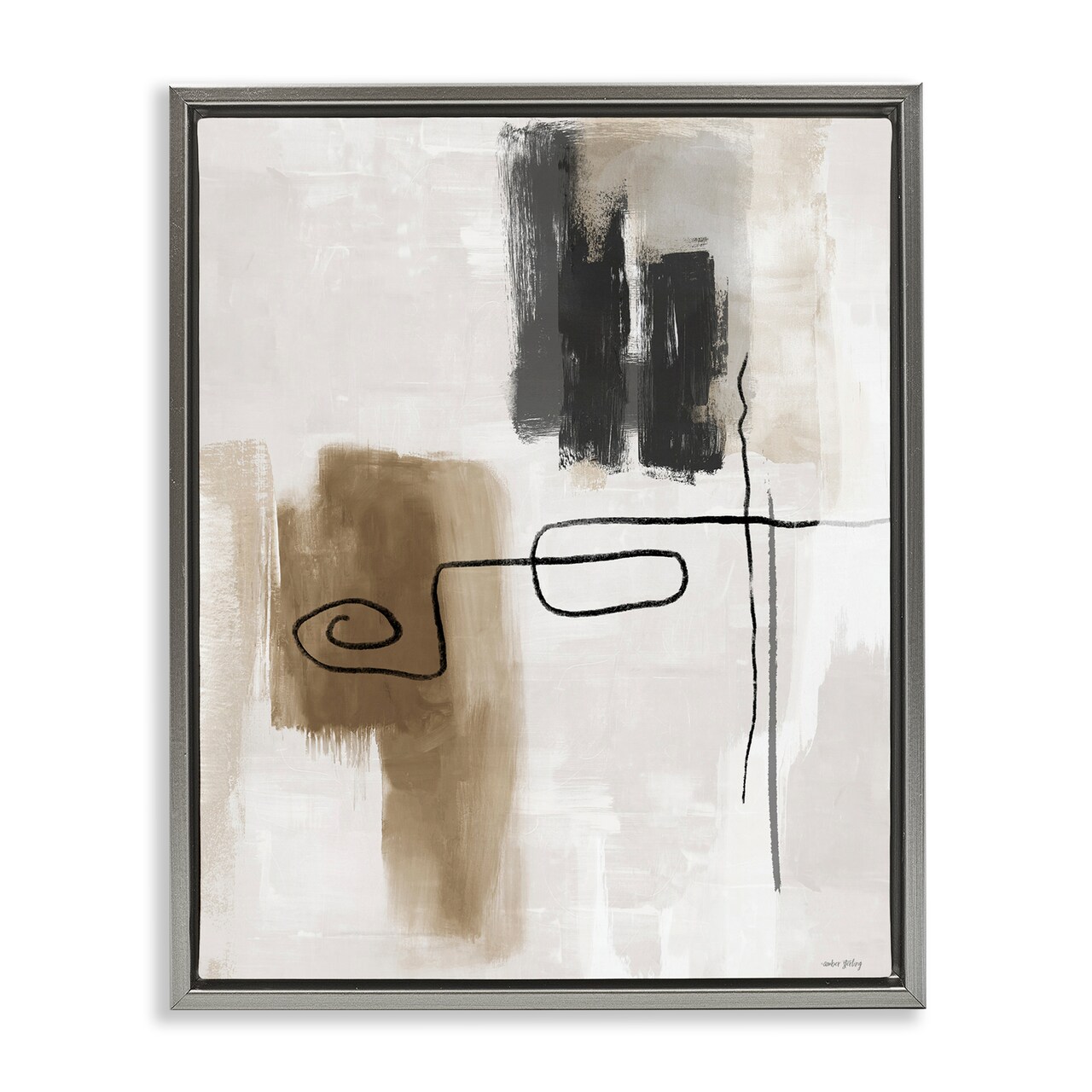 Stupell Industries Flowing Contrast Grey & Tan Floating Frame, design by Amber Sterling